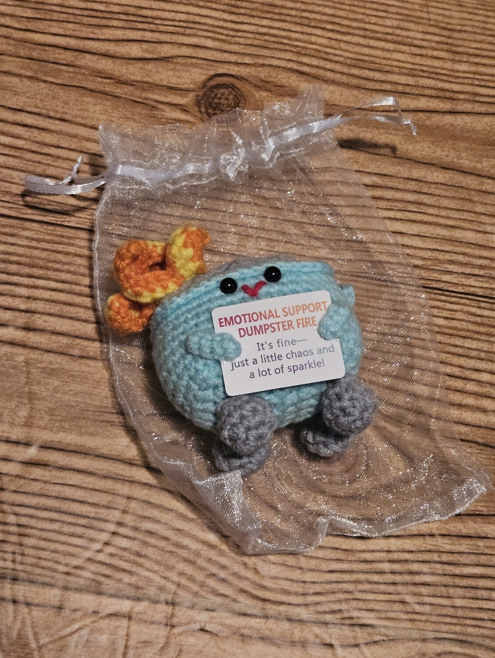Crochet Emotional Support Dumpster Fire Its Fine Chaos And Sparkle - Picture 3 of 4